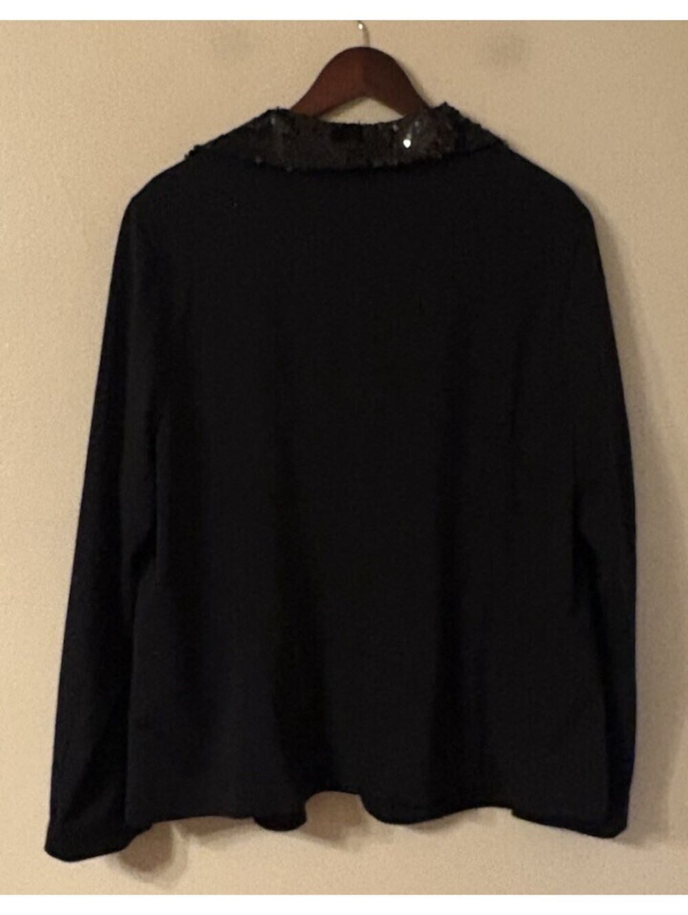 Adrianna Papell Sequin Shawl Collar Ponte Blazer Size XL Black - Picture 3 of 8